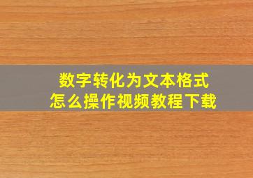 数字转化为文本格式怎么操作视频教程下载