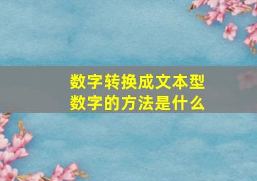 数字转换成文本型数字的方法是什么