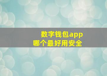 数字钱包app哪个最好用安全