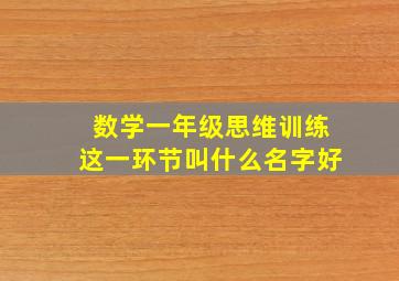 数学一年级思维训练这一环节叫什么名字好