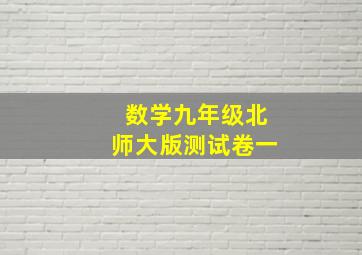 数学九年级北师大版测试卷一