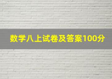 数学八上试卷及答案100分