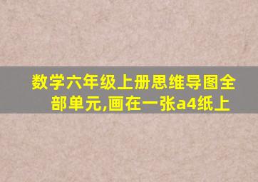 数学六年级上册思维导图全部单元,画在一张a4纸上