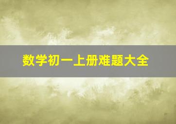 数学初一上册难题大全