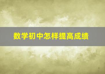 数学初中怎样提高成绩