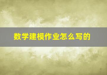 数学建模作业怎么写的