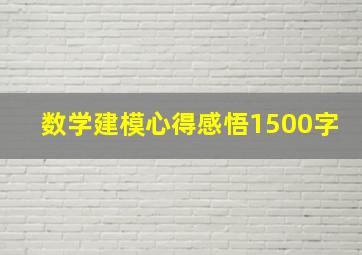 数学建模心得感悟1500字