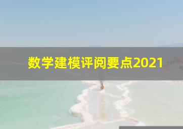 数学建模评阅要点2021