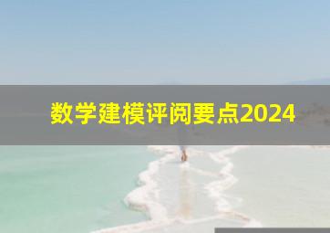 数学建模评阅要点2024