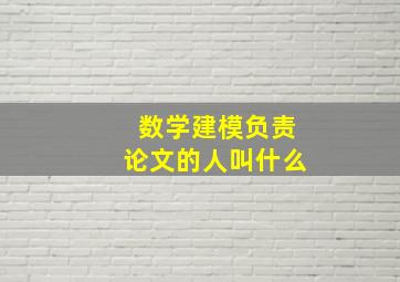 数学建模负责论文的人叫什么