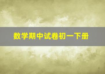 数学期中试卷初一下册