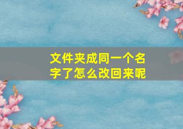 文件夹成同一个名字了怎么改回来呢