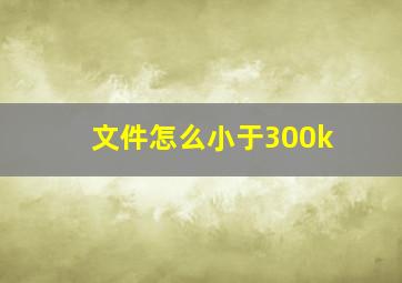 文件怎么小于300k