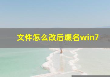 文件怎么改后缀名win7