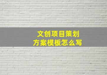 文创项目策划方案模板怎么写