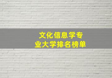 文化信息学专业大学排名榜单