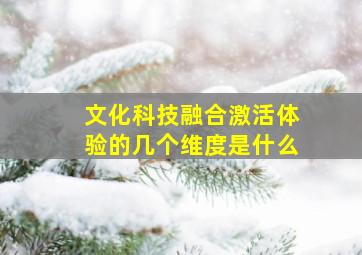 文化科技融合激活体验的几个维度是什么