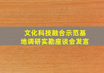 文化科技融合示范基地调研实勘座谈会发言