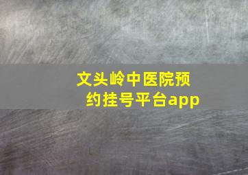 文头岭中医院预约挂号平台app