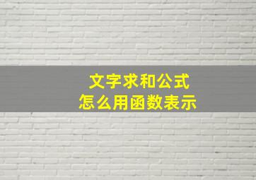 文字求和公式怎么用函数表示