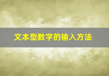 文本型数字的输入方法