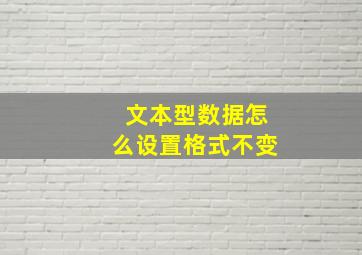 文本型数据怎么设置格式不变