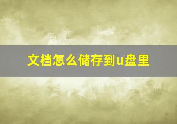 文档怎么储存到u盘里