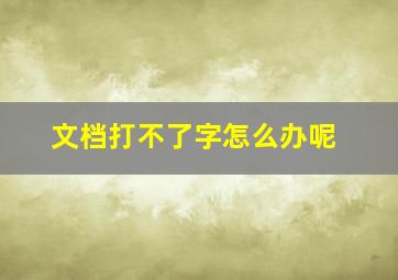 文档打不了字怎么办呢