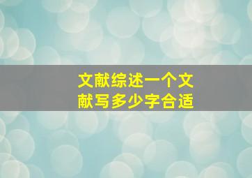 文献综述一个文献写多少字合适