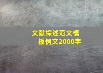 文献综述范文模板例文2000字