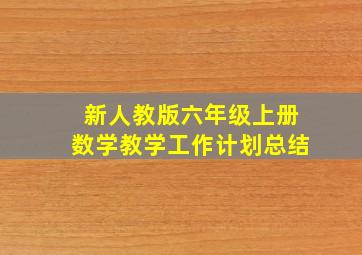 新人教版六年级上册数学教学工作计划总结