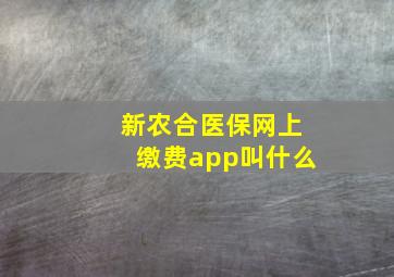 新农合医保网上缴费app叫什么