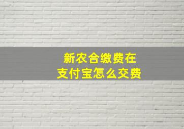 新农合缴费在支付宝怎么交费