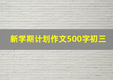 新学期计划作文500字初三