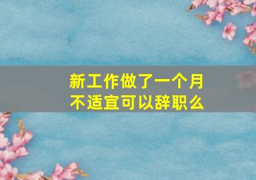 新工作做了一个月不适宜可以辞职么