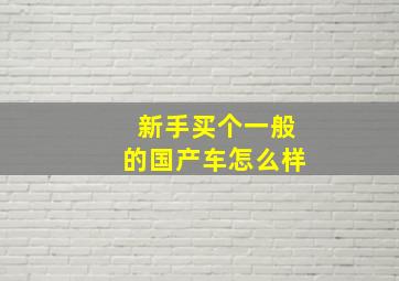 新手买个一般的国产车怎么样