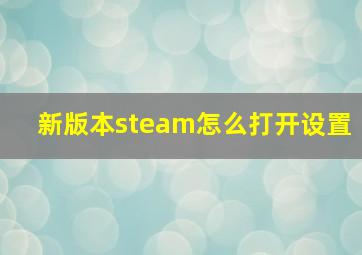 新版本steam怎么打开设置