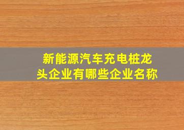 新能源汽车充电桩龙头企业有哪些企业名称