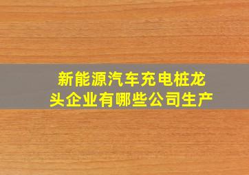 新能源汽车充电桩龙头企业有哪些公司生产