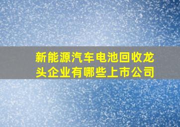 新能源汽车电池回收龙头企业有哪些上市公司