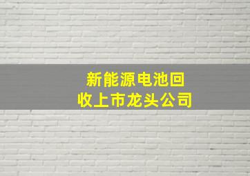 新能源电池回收上市龙头公司