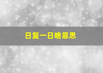 日复一日啥意思