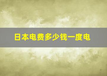 日本电费多少钱一度电