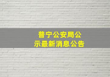 普宁公安局公示最新消息公告