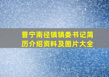 普宁南径镇镇委书记简历介绍资料及图片大全