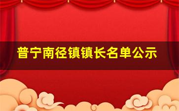 普宁南径镇镇长名单公示