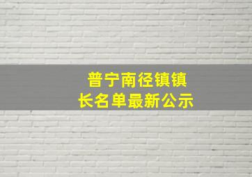 普宁南径镇镇长名单最新公示