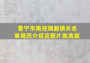 普宁市南径镇副镇长名单简历介绍及图片高清版