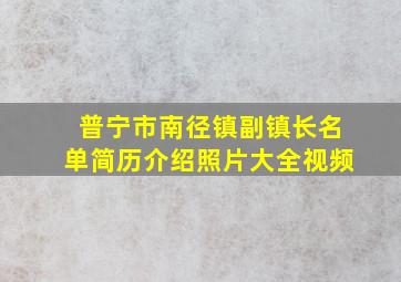 普宁市南径镇副镇长名单简历介绍照片大全视频