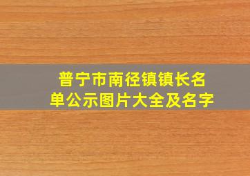 普宁市南径镇镇长名单公示图片大全及名字